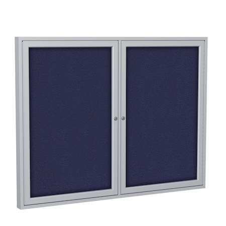 Ghent Enclosed Bulletin Board, 2 Door, Fabric, 3 ft H x 4 ft W, Blue PA23648F-93